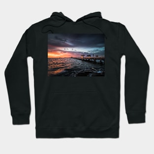 Moody Sunset at St Kilda Pier Hoodie